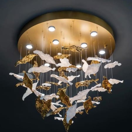 ثريا احجار مستطيلة طول مترين وعرض متر لون الاحجار شفاف وتركواز عدد الاحجار 392 حجر