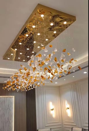 ثريا احجار مستطيل طول150سم وعرض 60سم لون عسل و شفاف