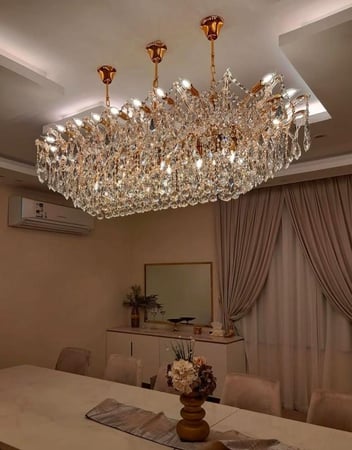 نجف كرستال مستطيل طول 150 سم ذهبي