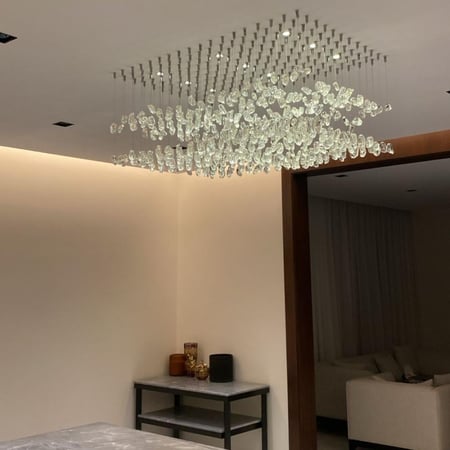 ثريا احجار مستطيل طول150سم وعرض 80سم لون شفاف