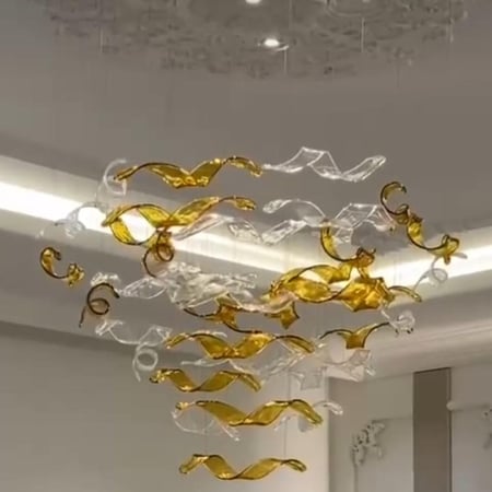 ثريا احجار مستطيلة طول مترين وعرض متر  لون الاحجار شفاف وتركواز  عدد الاحجار 392 حجر