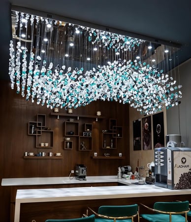 ثريا  مستطيل لون الاحجار تركواز مع شفاف واسود مقاسات متعدده