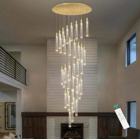 ثريا قبب مودرن اكريليك ذهبي 35 لمبة نزول 6 متر 3 اضاءات ليد