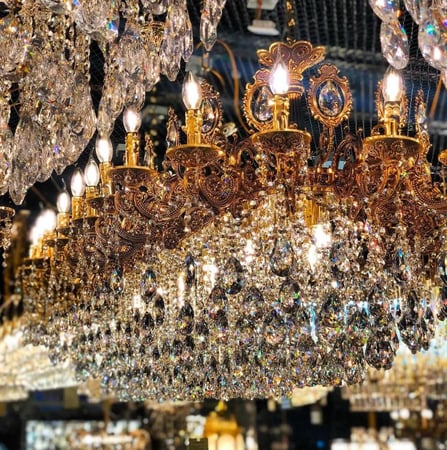 نجف نحاس ذهبي مستطيل طول متر ونص