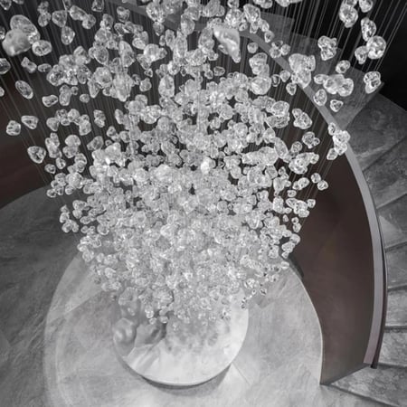 ثريا احجار مستطيلة طول مترين وعرض متر  لون الاحجار شفاف وتركواز  عدد الاحجار 392 حجر