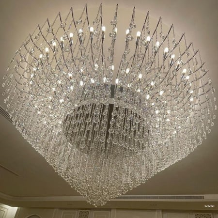 نجف 49 لمبه كرستال فضي  E14 قطر 150سم (متر ونص )