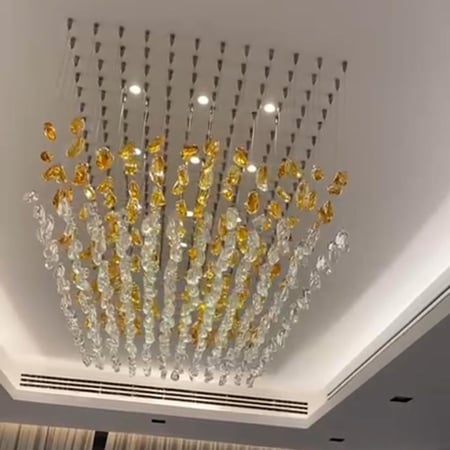 ثريا احجار مستطيل طول متر ونص وعرض 80 سم شفاف وعسلي