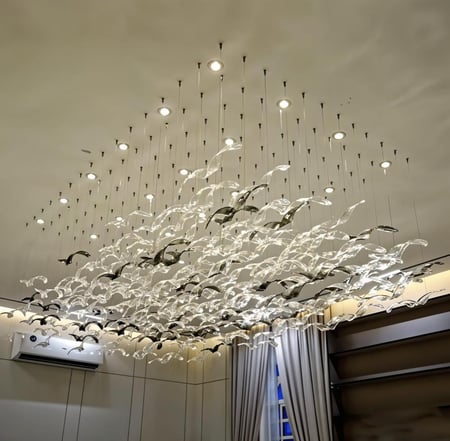 ثريا اوراق مستطيل طول 160سم وعرض 120سم ورق اسود وشفاف عدد192ورقه