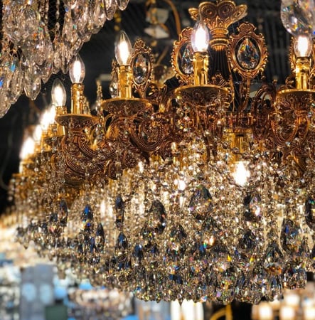 نجف نحاس ذهبي مستطيل طول مترين