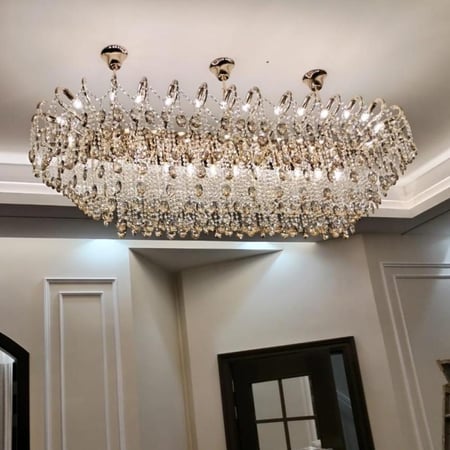 نجف كرستال مستطيل ابل طول 150 سم( متر ونص ) ذهبي