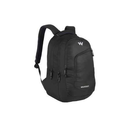 حقيبة ظهر للكمبيوتر المحمول من وايلدكرافت للمكتب والكولاج بسعة 35 لترًا مع حجرتين رئيسيتين وجيب أمامي بسحاب، باللون -  الأسود | صنع في الهند