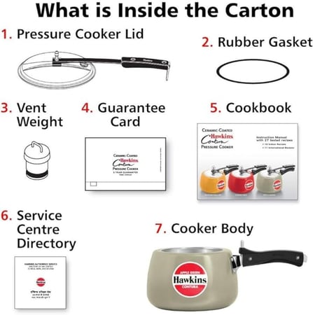 طنجرة ضغط هاوكينز كونتورا مطلية بالسيراميك بسمك 3.25 ملم وقاعدة سوداء للتسخين السريع وسعة 3 لتر باللون الأخضر التفاحي للاستخدام في الموقد | صنع في الهند (ضمان 5 سنوات)