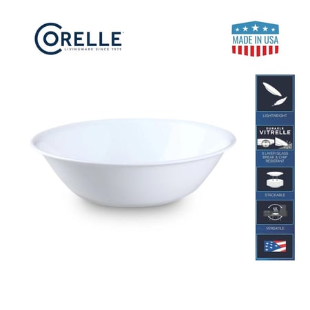 كورللي وعاء تقديم سعة ربع جالون مصنوع من أفضل مادة زجاجية مكونة من ثلاث طبقات في العالم - أبيض وينتر فروست | صنع في الولايات المتحدة الأمريكية