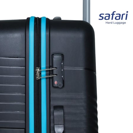 Safari Hard Luggage Carter  Set Of 3Pcs Small 55Cm + Medium 66Cm + Large 75 Cm , 8 Wheel  - Made in India 3 Year Warranty -  Black