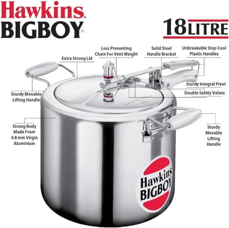 قدر ضغط هوكينز بيج بوي - ألومنيوم - سعة 18 لترًا - بمقابض رفع قوية