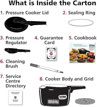 قدر ضغط هوكينز فيوتشورا - ألومنيوم - سعة 5 لترات مع قاعدة بسمك 6.35 ملم - لون أسود