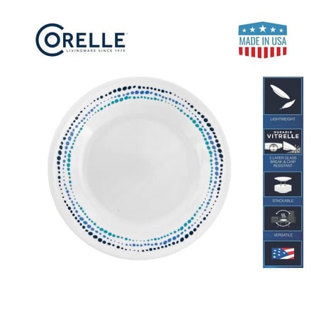 كورللي طبق خبز وزبدة مقاس 17 سم مصنوع من أفضل مادة زجاجية ثلاثية الطبقات في العالم - أزرق محيطي | صنع في الولايات المتحدة الأمريكية