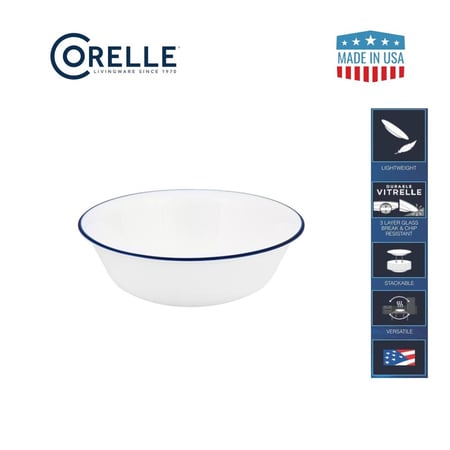 كورللي أفضل مادة زجاجية ثلاثية الطبقات في العالم (زجاجة زجاجية) سعة 532 ملليلترًا للحساء أو وعاء الحبوب - كوبالت سيركل | صنع في الولايات المتحدة الأمريكية