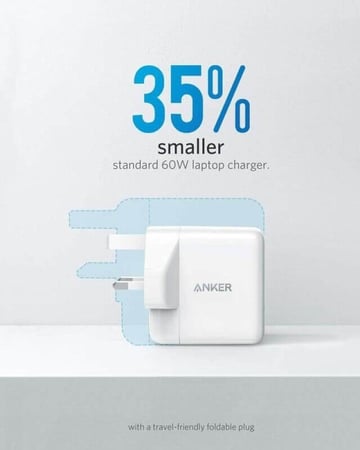 فيش جداري أنكر 1 PD تايب سي 60W واط ابيض