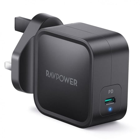 شاحن جداري راف باور بقوة 61 واط بتقنية بي دي – اسود