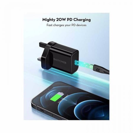 شاحن جداري راف باور  بقوة 20 واط بتقنية بي دي – اسود