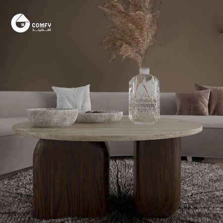 طاولة بتصميم عصري من رخام الترافنتينو