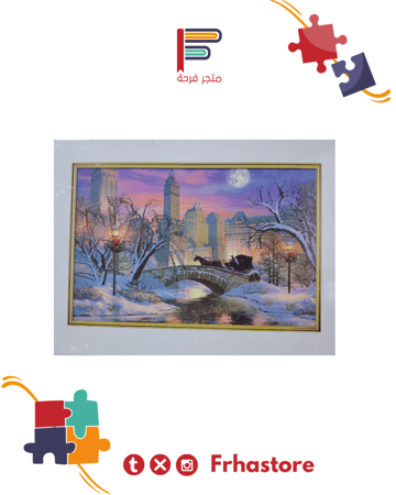 تركيبة ٥٠٠ قطعة بزل خشبة عربة حصان الثلج لغز العاب ذكاء ألغاز تراكيب ا