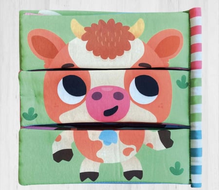 شكل وامرح مع الحيوانات حيوانات المزرعة حزاية كتاب قماشي تفاعلي فرحان