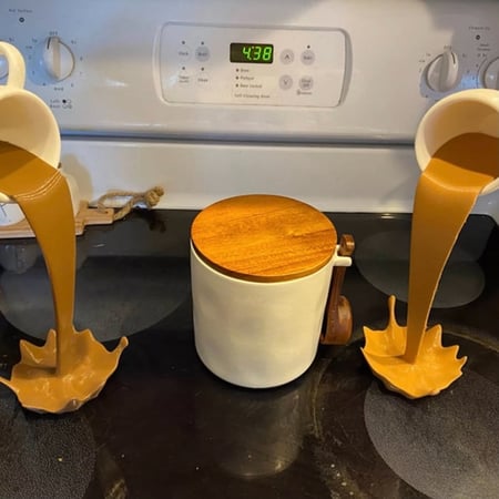 كوب القهوة العائم ، نحت ، زخرفة مطبخ ، رذاذ سحري ، صب ، إبداعي ، ديكور منزلي