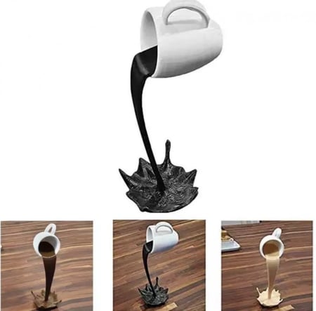 كوب القهوة العائم ، نحت ، زخرفة مطبخ ، رذاذ سحري ، صب ، إبداعي ، ديكور منزلي