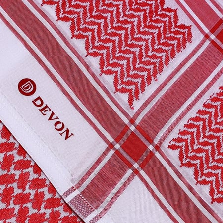 شماغ ديفون كلاسك 24 لون احمر  الغزال - انجليزي