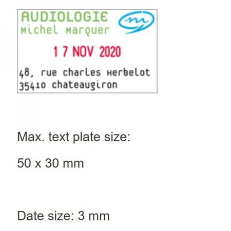 ترودات ختم أصلي 50X30 مم نص + تاريخ مع الطباعة