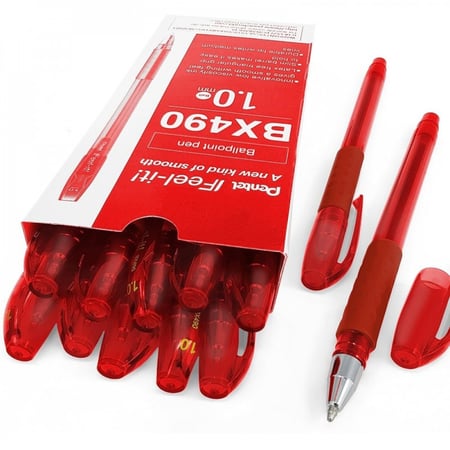 بنتل فيل ات BX490 قلم حبر جاف أحمر العلبة 12 قلم