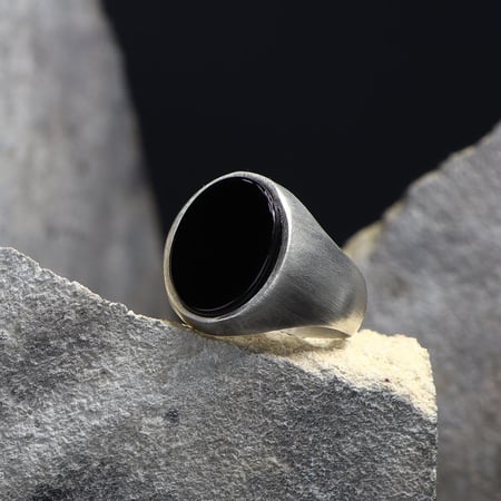 خاتم فضه انيق بحجر اونكس