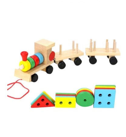 لعبة قطار اللشكال الهندسية الخشبي مونتيسوري