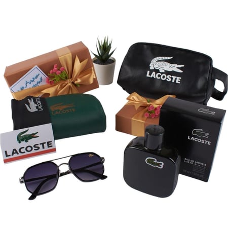 طقم هدايا رجالي فاخر من لوكست | نظارة وعطر وشنطة بتغليف أنيق