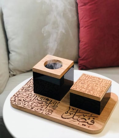 طقم مباخر خشبي بالاسم