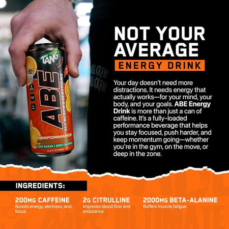 ايه بي اي مشروب طاقة نكهة التانج برتقال 330مل - ABE Pre-workout Can Tang Orange