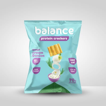 بالانس بروتين كراكرز كريمة حامضة وبصل 70جم - Balance Protein Crackers