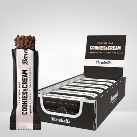 باربلز بروتين بار كوكيز كريم 55جم - كرتون 12 حبة - Barebells Protein Bar Box