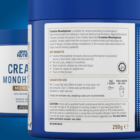 ابلايد كرياتين مونوهيدرات نقي ٢٥٠ جم بدون نكهة - Applied Creatine Monohydrate Micronized Unflavored 250G