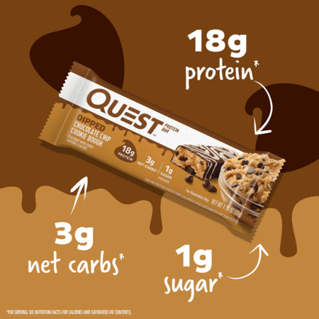 كويست بروتين بار ديبيد شوكليت شيب كوكي دو 50جم - كرتون 12 حبة - Quest Nutrition Protein Bar Box