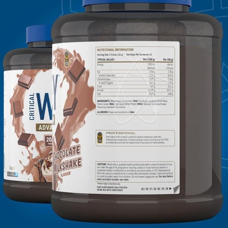 ابلايد مسحوق واي بروتين ميلك شيك الشكولاته - Applied Nutrition Critical WHEY Protein Chocolate Milkshake - 2 Kg