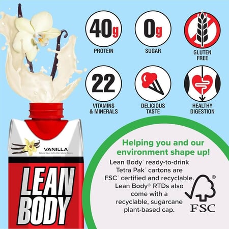 بروتين شيك لين بودي لابرادا نيوتريشن نكهة الفانيلا 500 مل - Labrada Nutrition Lean Body Protein Shake