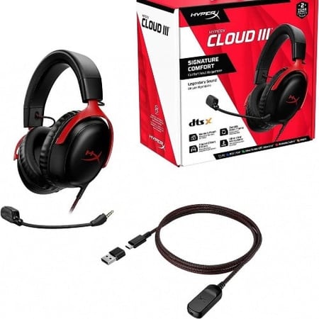 سماعة HyperX Cloud III للألعاب صوت محيطي ميكروفون نقي وزن خفيف