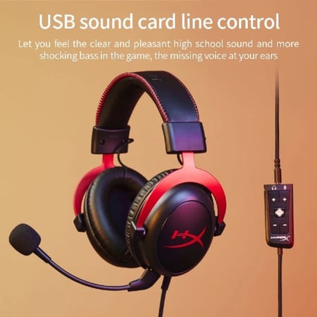 سماعة HyperX Cloud 2 صوت محيطي ميكروفون قابل للإزالة وسادات مريحة