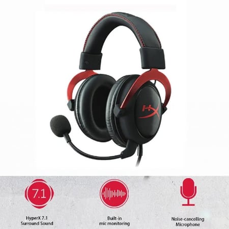 سماعة HyperX Cloud 2 صوت محيطي ميكروفون قابل للإزالة وسادات مريحة