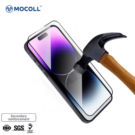 ستكر حماية شفاف من الزجاج المقوى 2.5D لهاتف ايفون 14 برو  من MOCOLL - Mocoll iPhone 14 Pro Full Cover 2.5D Tempered Glass Protector