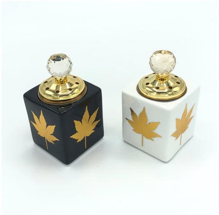 مبخر مكعب مع ورق مذهب غطاء مع كرستالة