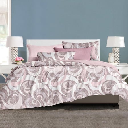 طقم لحاف فيفرت وردي نقشة 4 قطع مقاس سنجل 240×180 سم